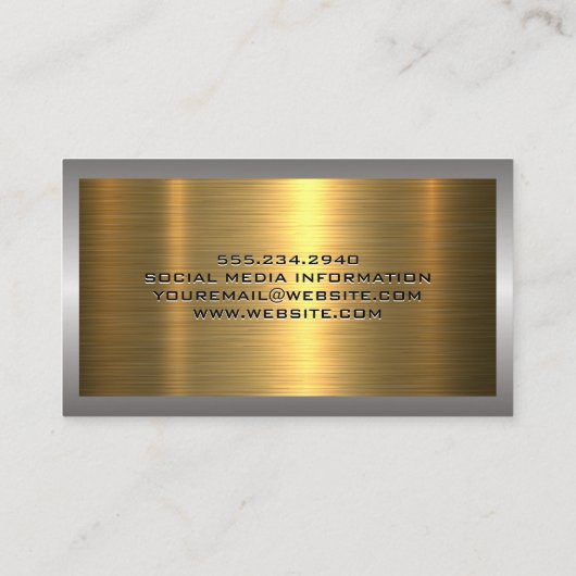 Metaal Zilver Goud Geborsteld | Onroerend goed Visitekaartje (Achterkant)