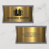 Metaal Zilver Goud Geborsteld | Onroerend goed Visitekaartje (Voorkant / Achterkant)