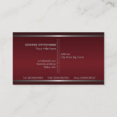 Metaal zilver grijs bordeauxrood, monogram bedrijf visitekaartje (Achterkant)