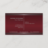 Metaal zilver grijs bordeauxrood, monogram bedrijf visitekaartje (Achterkant)