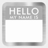 Metaal Zilver Hallo Mijn Naam Is Stickers (Voorkant)