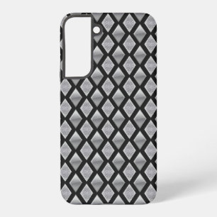 Metaal Zilver Harlekijn en Glitterprint Samsung Galaxy Hoesje