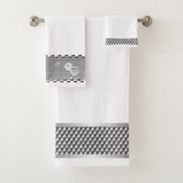 Metaal Zilver Industrieel Patroon Bad Handdoek