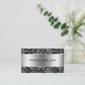 Metaal Zilver Roestvrij Staal & Bloemen Damasks Visitekaartje (Staand voorkant)