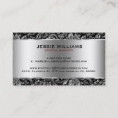Metaal Zilver Roestvrij Staal & Bloemen Damasks Visitekaartje (Achterkant)