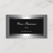 Metaal Zilveren noppen Zwart Elegant Classy Visitekaartje (Voorkant)
