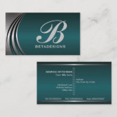 Metaal zilvergrijs, donker blauwgroen in het oog s visitekaartje (Voorkant / Achterkant)