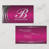 Metaal zilvergrijs fuchsia, in het oog springend m visitekaartje (Voorkant / Achterkant)