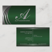 Metaal zilvergrijs, groen in het oog springend mon visitekaartje (Voorkant / Achterkant)