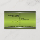 Metaal zilvergrijs, groen in het oog springend mon visitekaartje (Achterkant)