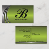 Metaal zilvergrijs, groen in het oog springend mon visitekaartje (Voorkant / Achterkant)
