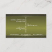 Metaal zilvergrijs, olijfgroen monogram visitekaartje (Achterkant)