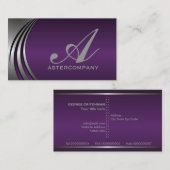 Metaal zilvergrijs paarse, opvallende monogram visitekaartje (Voorkant / Achterkant)
