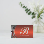 Metaal zilvergrijs rood-sinaasappel in het oog spr visitekaartje (Staand voorkant)