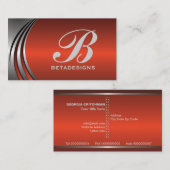 Metaal zilvergrijs rood-sinaasappel in het oog spr visitekaartje (Voorkant / Achterkant)