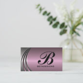 Metaal zilvergrijs stoffig roze in het oog springe visitekaartje (Staand voorkant)