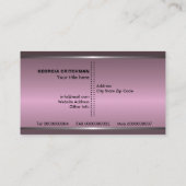 Metaal zilvergrijs stoffig roze in het oog springe visitekaartje (Achterkant)