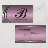 Metaal zilvergrijs stoffig roze in het oog springe visitekaartje (Voorkant / Achterkant)