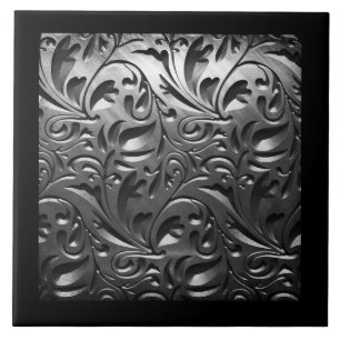 Metaal zilvermetallisch gegraveerd abstract staal tegeltje