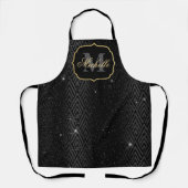 Metaal Zwart & Glitter Glam Art Deco Schort (Voorkant)