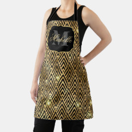 Metaal Zwart & Goud Glitter Glam Art Deco Schort