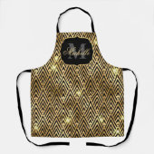 Metaal Zwart & Goud Glitter Glam Art Deco Schort (Voorkant)