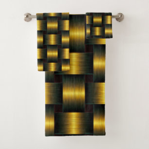 Metaal Zwart Gouden Badhanddoek Set Bad Handdoek