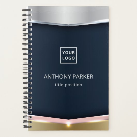 Metaalachtergrond met roze streep planner (Voorkant)