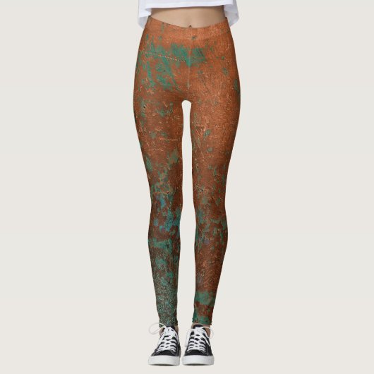 Metaalachtig Blauwgroen en koper Leggings (Voorkant)