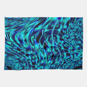 Metaalachtig effect met gekromd blauw en groen afb theedoek