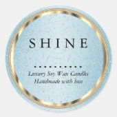 Metaalachtig Goud en Blauwe Glitters Ronde Sticker (Voorkant)