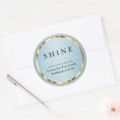 Metaalachtig Goud en Blauwe Glitters Ronde Sticker (Envelop)