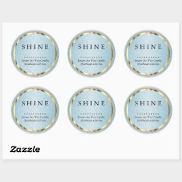Metaalachtig Goud en Blauwe Glitters Ronde Sticker