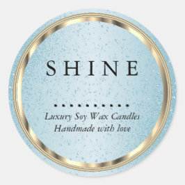 Metaalachtig Goud en Blauwe Glitters Ronde Sticker