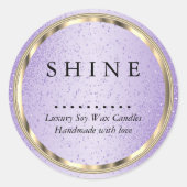 Metaalachtig Goud en Lavendel Glitters Ronde Sticker (Voorkant)