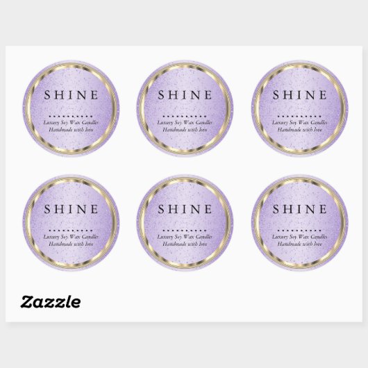 Metaalachtig Goud en Lavendel Glitters Ronde Sticker (Vel)