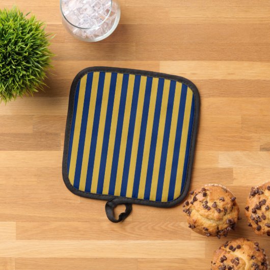 Metaalachtig goud en marineblauw functioneel stijl pannenlap (Top down)