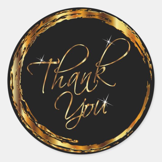 Metaalachtig Goud en Zwart Design - Dank U Ronde Sticker (Voorkant)