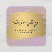 Metaalachtig Goud Geborsteld Paars en Glans Vierkante Visitekaartje (Voorkant)