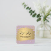 Metaalachtig Goud Geborsteld Paars en Glans Vierkante Visitekaartje (Staand voorkant)