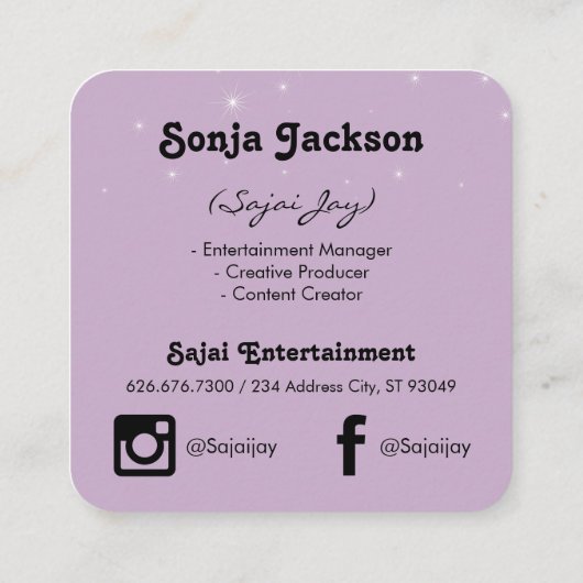 Metaalachtig Goud Geborsteld Paars en Glans Vierkante Visitekaartje (Achterkant)