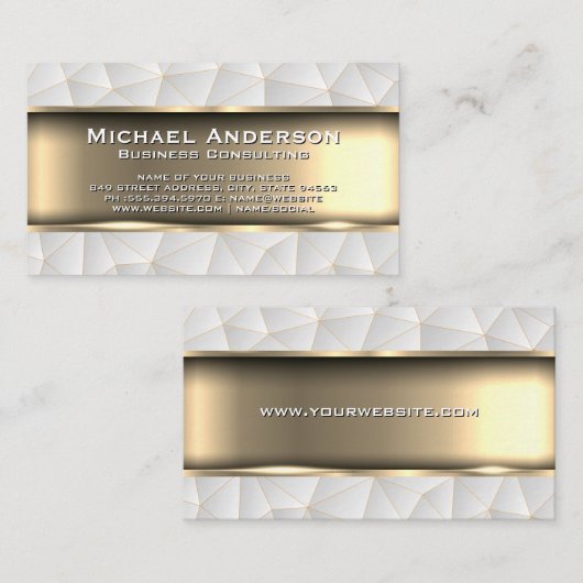Metaalachtig Goud | Geometrische Driehoeken Visitekaartje (Voorkant / Achterkant)