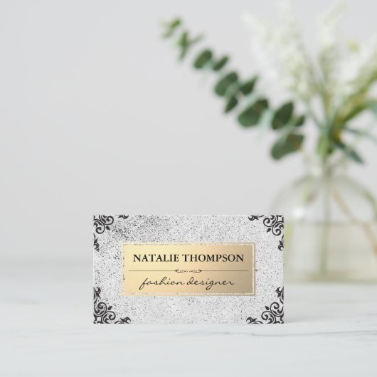 Metaalachtig Goud / Gespetterd / Sierlijke Accente Visitekaartje (Staand voorkant)