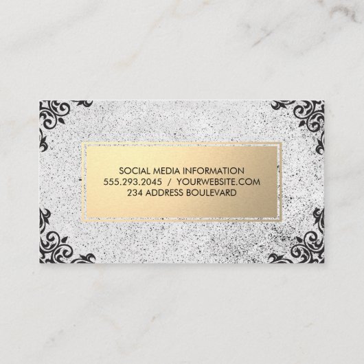 Metaalachtig Goud / Gespetterd / Sierlijke Accente Visitekaartje (Achterkant)