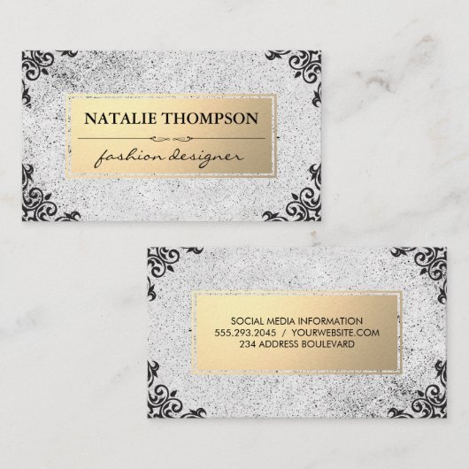 Metaalachtig Goud / Gespetterd / Sierlijke Accente Visitekaartje (Voorkant / Achterkant)