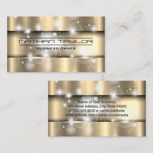 Metaalachtig Goud | Glans Bokeh Gloed Visitekaartje (Voorkant / Achterkant)