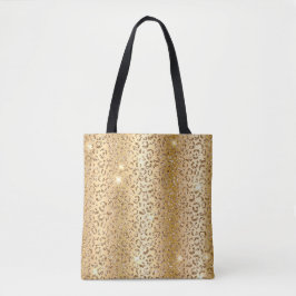 Metaalachtig goud & glitter glam luipaardvlekkenpr tote bag