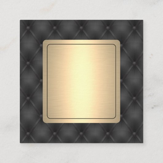 Metaalachtig Goud | Leren Bekleding Achtergrond Vierkante Visitekaartje (Achterkant)