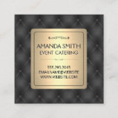 Metaalachtig Goud | Leren Bekleding Achtergrond Vierkante Visitekaartje (Voorkant)