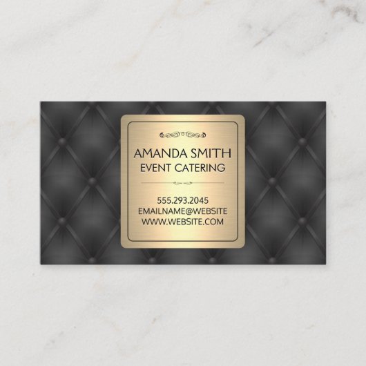 Metaalachtig Goud | Leren Bekleding Achtergrond Visitekaartje (Voorkant)